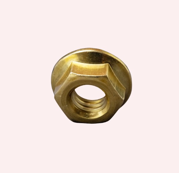 Brass Flanged Special Nuts with Integrated Washer, High Strength Flange Lock Nuts for Secure Fastening in Automotive Machinery and Construction